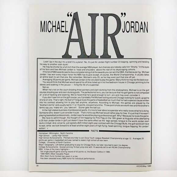 Michael Air Jordan Vintage Pull-Out Poster 1989 Chicago Bulls 80s Double Sided - Picture 3 of 10